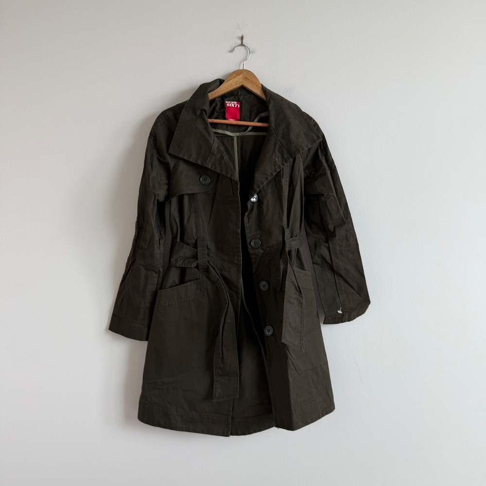 Vintage Y2K Miss Sixty Army Green Classic Fit Trench Coat